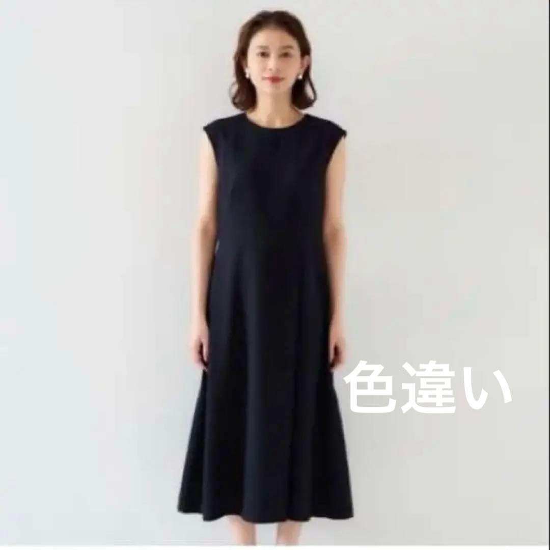 現行品 UNTITLED 【洗える】ドライタッチワンピース グレージュ色 日本製