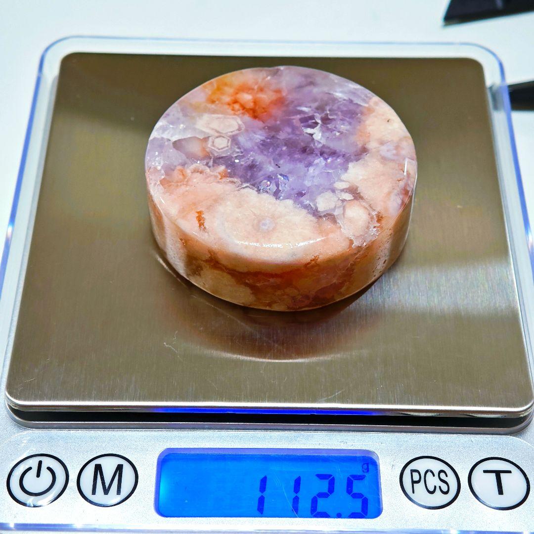 ​【激レア】紫ジオード 桜瑪瑙 丸玉 プレート ピンク 紫の爆晶 夢幻✨虹入り