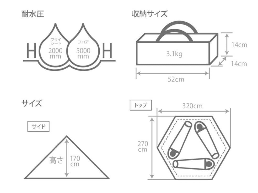 【セット】 DOD ワンポール テント ( S ) タン / 別売グランドシート
