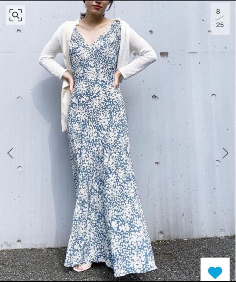 【美品】abc フラワーバイアスマキシワンピース editforlulu