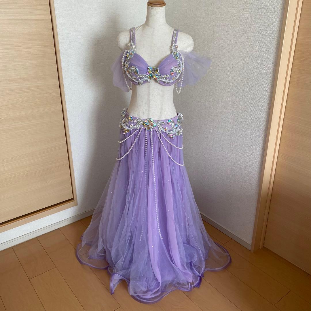 最大値引き！　ベリーダンス　衣装　パープル　L