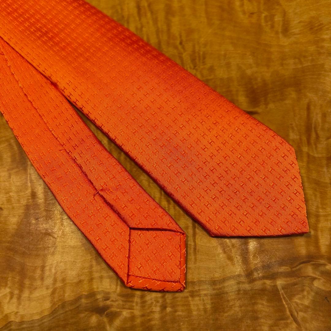 HERMES オレンジ シルク ネクタイ