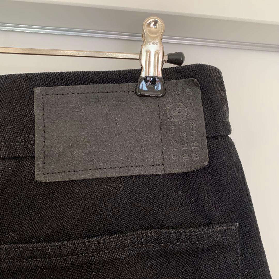 mm6 黒 加工デニム　ワイドパンツ　30