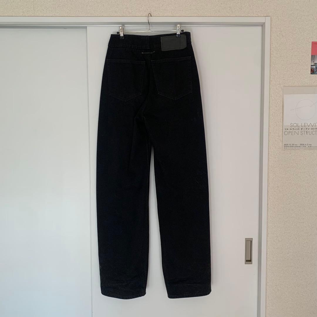 mm6 黒 加工デニム　ワイドパンツ　30