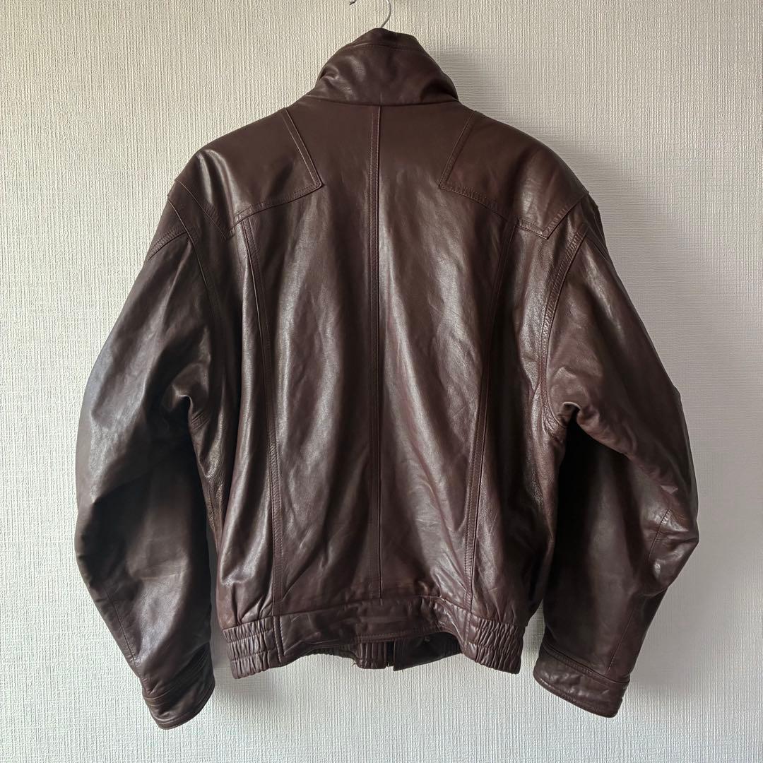 80's ヴィンテージ レザー ボンバージャケット ダークブラウン