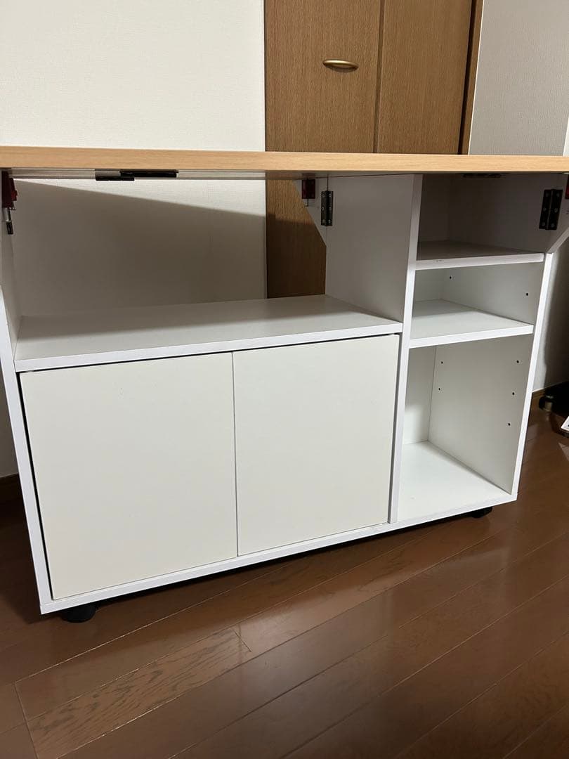 キッチンワゴン　バタフライタイプ　白　カウンターテーブル　サイドテーブル