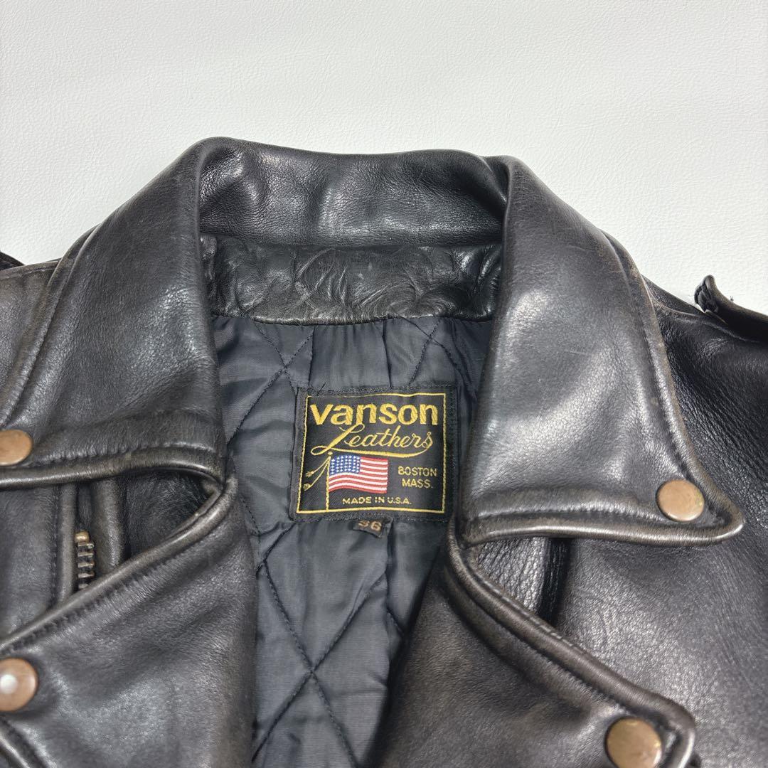 vanson ダブルライダースジャケット キルティング 黒色 Sサイズ 本革