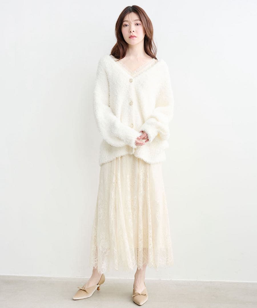 【新品タグ付き】COCO DEAL ニットカーデ×レースキャミワンピース