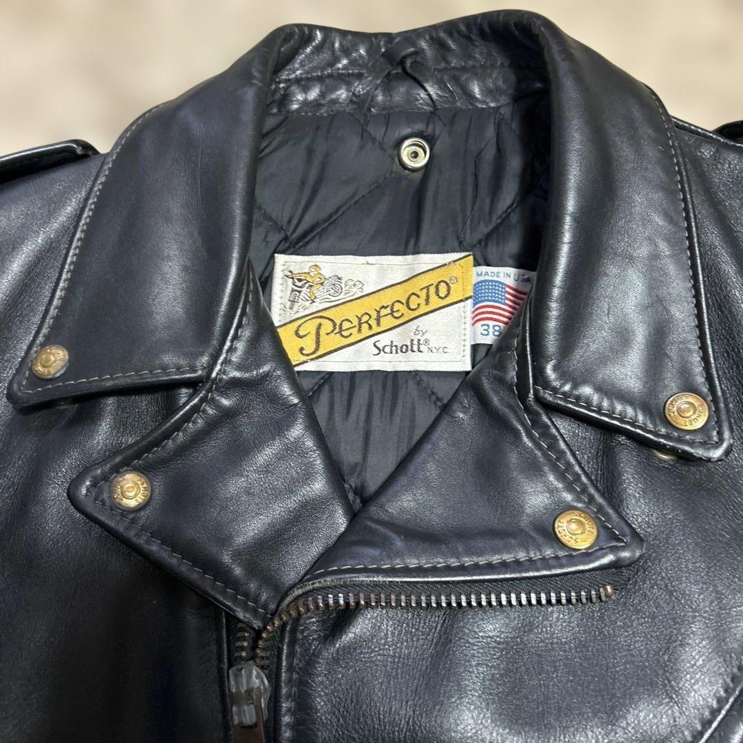 j*l様 schottショットレザーライダース38バイクタグゴールドボタン666
