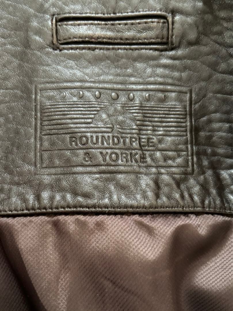 ROUNDTREE YORK ダークブラウン レザージャケット　[古着]