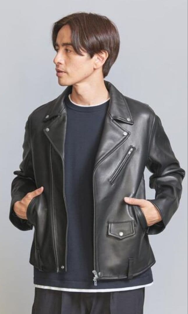 BEAUTY&YOUTH 羊革 レザーライダースジャケット XL ラムレザー