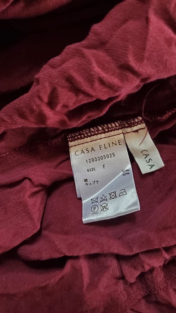 Smile美品CASA FLINE ハイネックタックワンピース Fボルドー