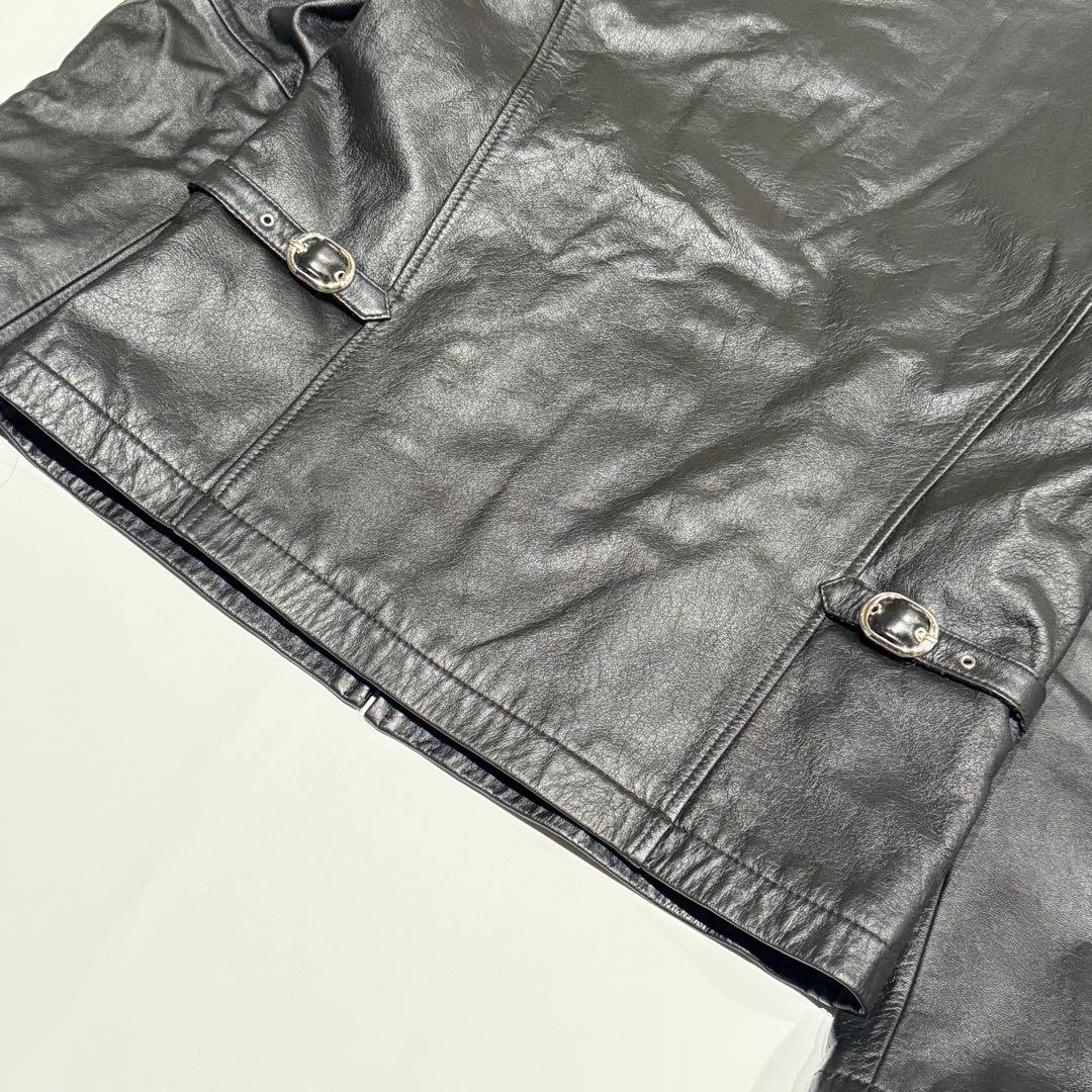 舶来堂 レザージャケット キルティング 牛革 42 XL シングルレザー 黒