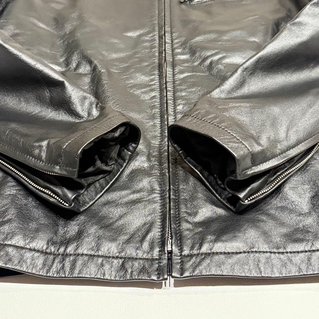 舶来堂 レザージャケット キルティング 牛革 42 XL シングルレザー 黒