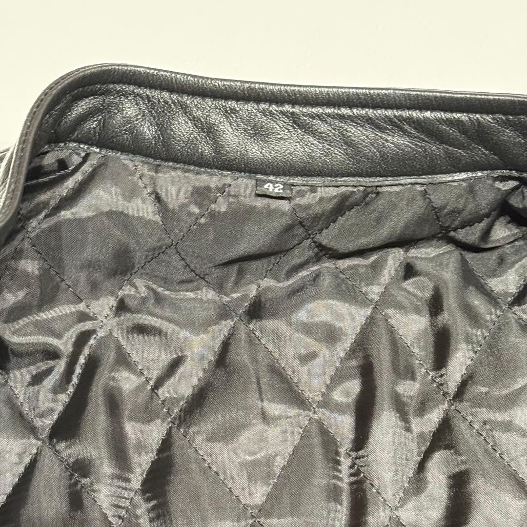 舶来堂 レザージャケット キルティング 牛革 42 XL シングルレザー 黒