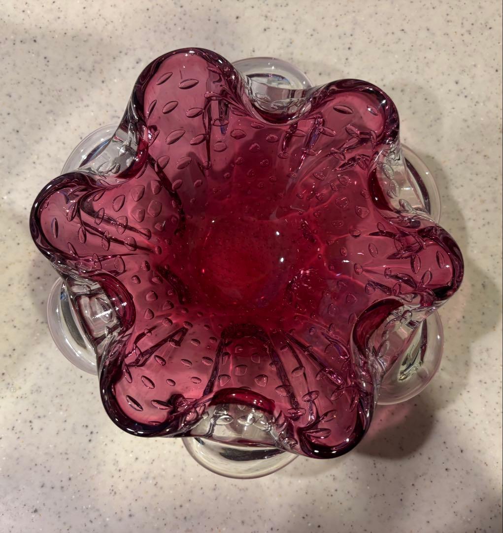 Art Glass Murano Glass Bowl ムラーノピンクボウル