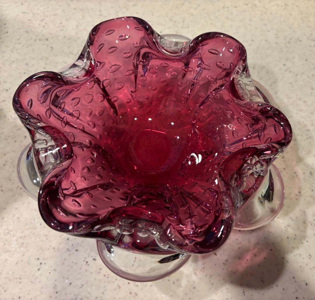 Art Glass Murano Glass Bowl ムラーノピンクボウル