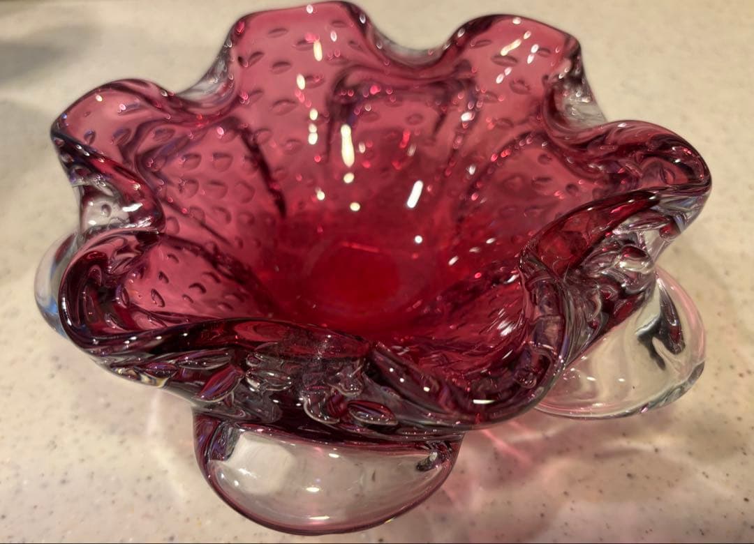 Art Glass Murano Glass Bowl ムラーノピンクボウル