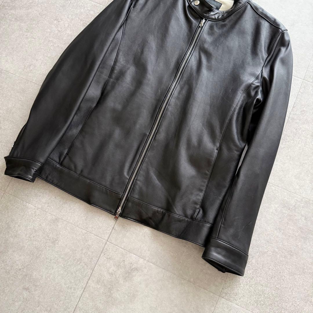 美品　ナノユニバース　ラムレザー　シングルライダースジャケット　黒　XL