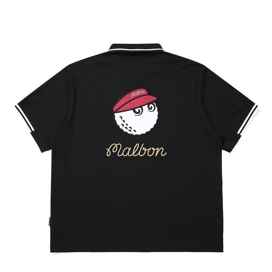 マルボンゴルフ ポロシャツ malbon golf メンズ 半袖 シャツ 黒色L
