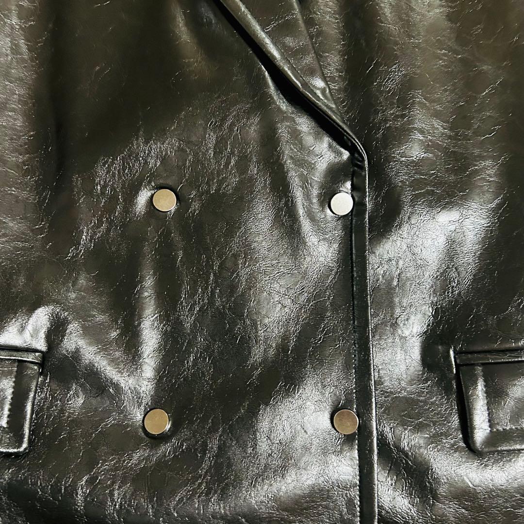 新品 Ameri CRASH FAKE LEATHER N/S JACKET 黒