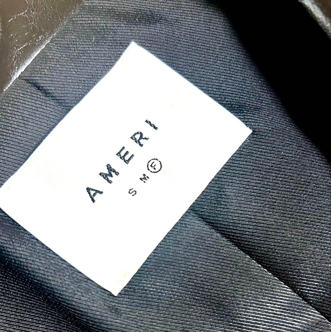 新品 Ameri CRASH FAKE LEATHER N/S JACKET 黒