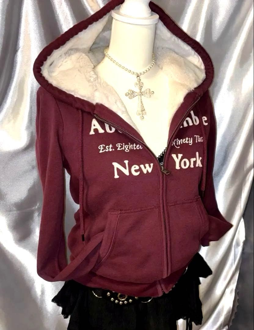 Abercrombie&Fitchレア ファーパーカーzip y2k グランジ