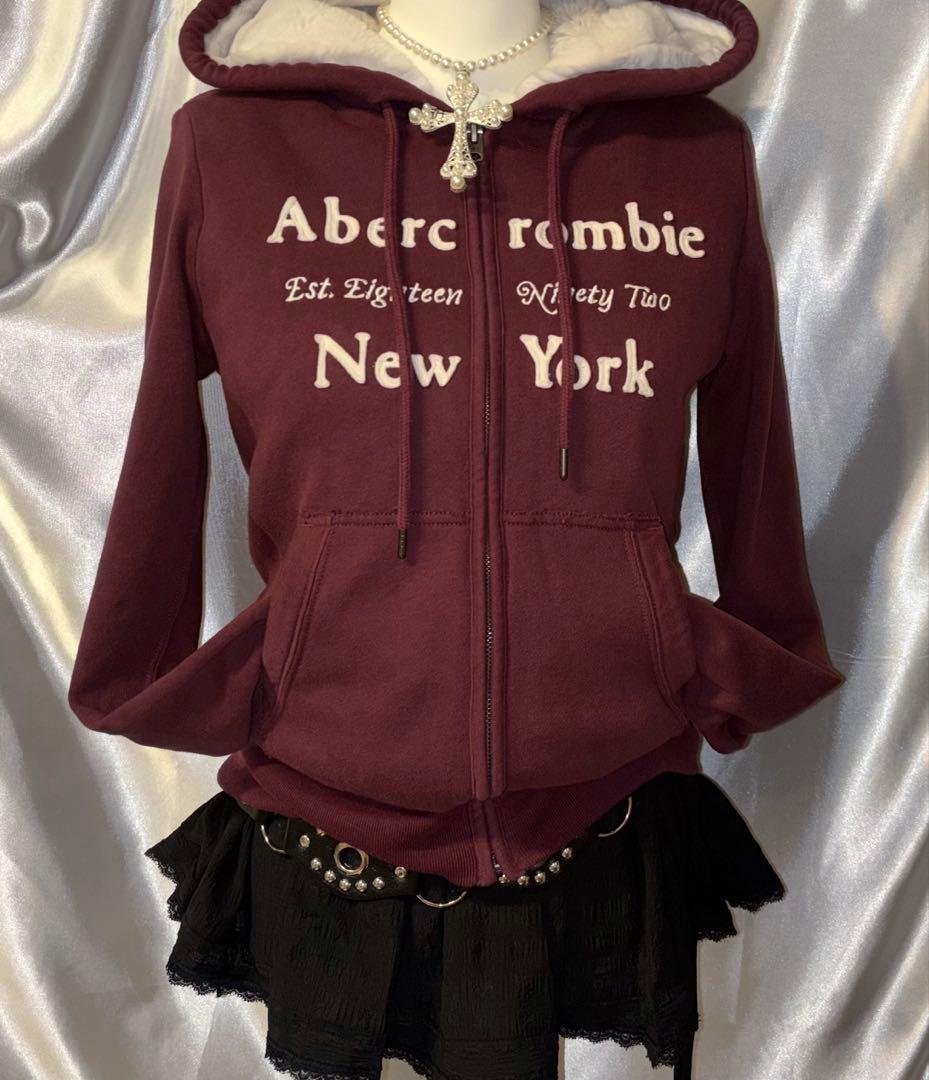 Abercrombie&Fitchレア ファーパーカーzip y2k グランジ