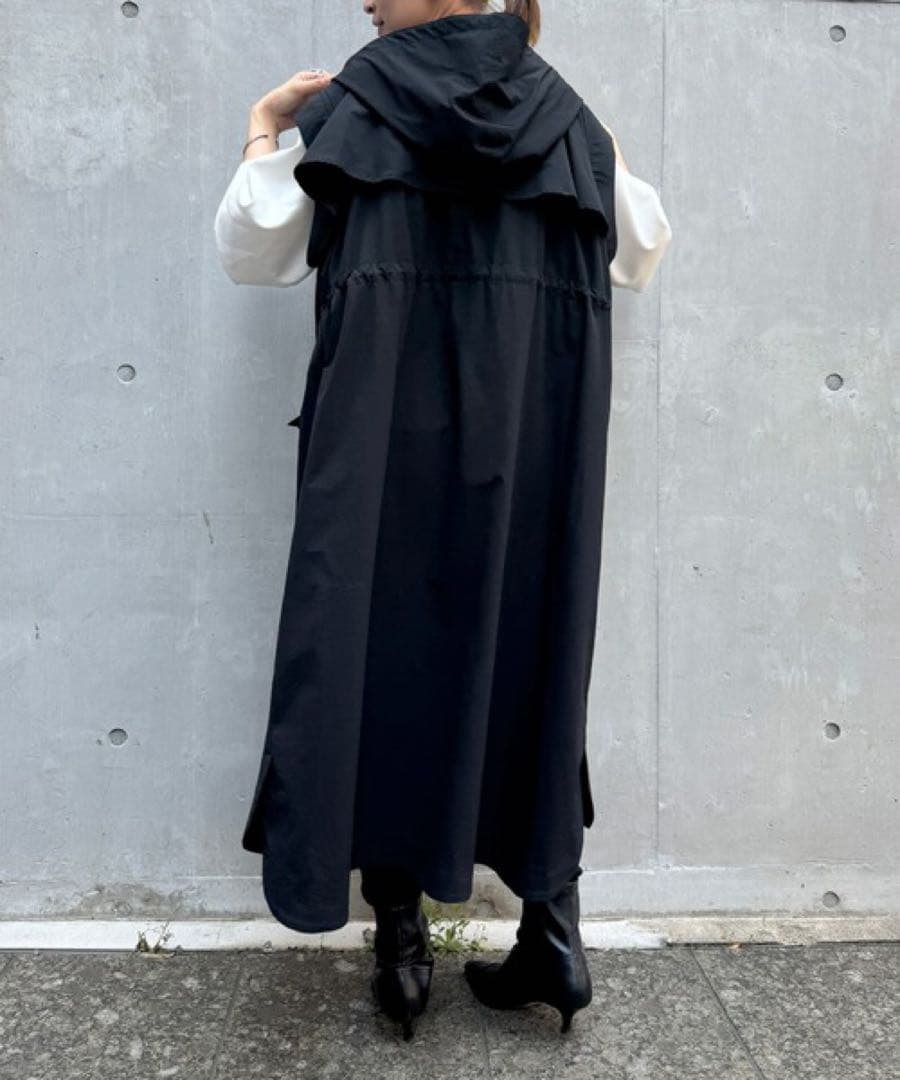 美品✨ビアズリー 撥水フーディジレ 黒 フリー ロング丈