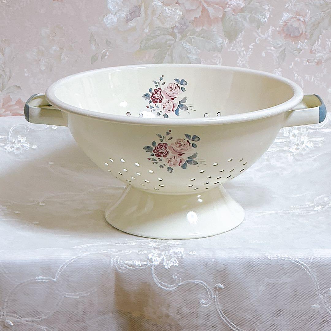 イマン シャルロット コランダー 琺瑯 ホーロー imane ざる 薔薇雑貨