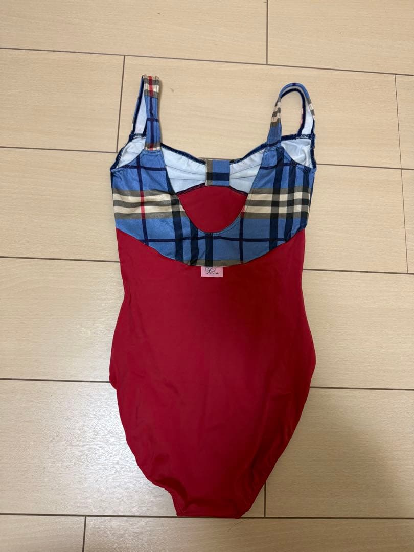 バレエレオタード 赤青チェック Sサイズ