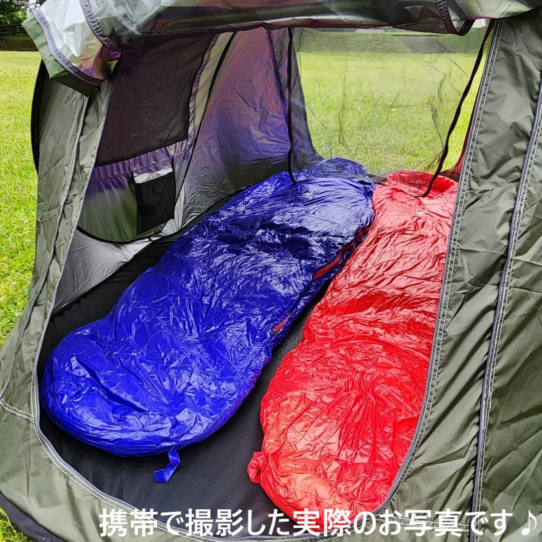 寝袋　シュラフ　マミー型　グースダウン使用　アウトドア　レッド　1000g