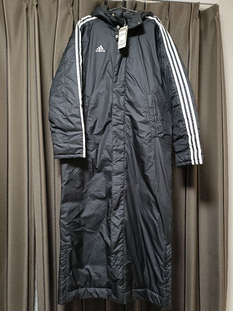 【新品】adidas ブラック ロングコート フード付き