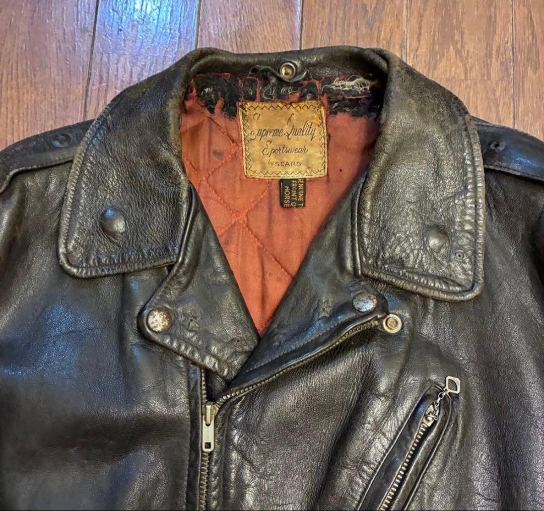 50s sears ダブルライダースジャケット ハンドペイント USA製 レア物