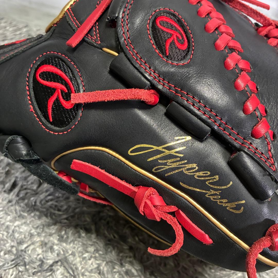 【美品】Rawlings HYPER TECH 一般軟式 投手 右 黒×赤×金