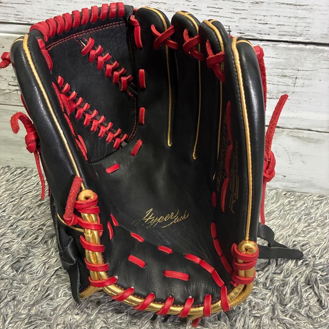 【美品】Rawlings HYPER TECH 一般軟式 投手 右 黒×赤×金