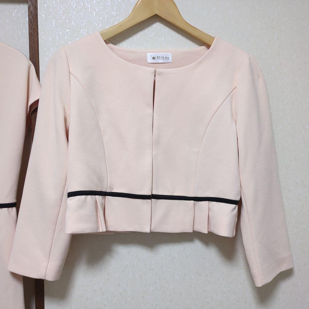 【訳あり美品】milk tea 授乳ベージュフォーマルワンピース・スーツ2点L