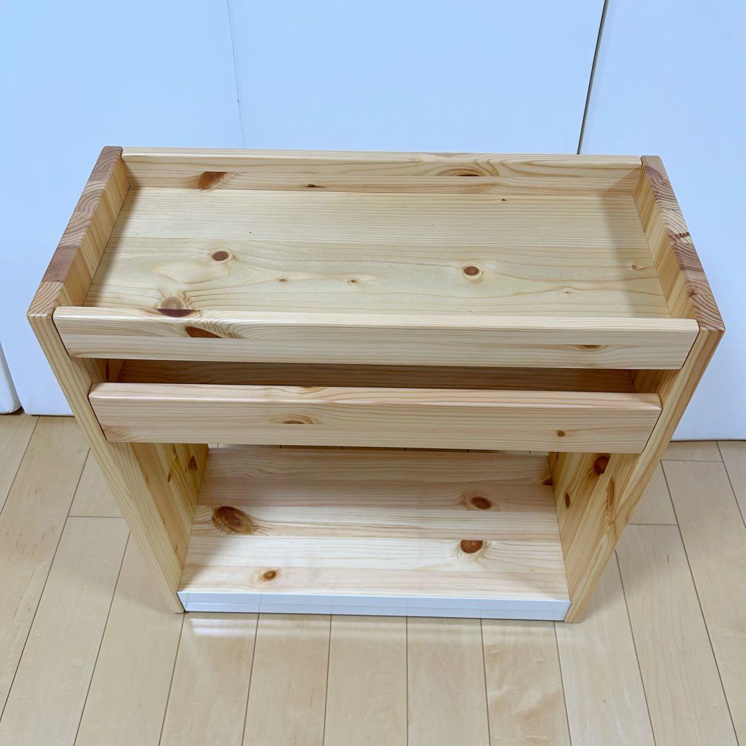 無印良品 パイン材デスクワゴン 幅24×奥行55×高さ57.5cm 天然木　無垢
