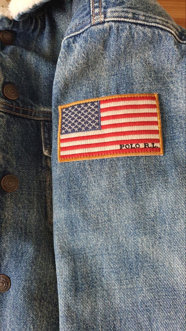 美品★Ralph Lauren★デニムジャケット アメリカ国旗パッチ付きgジャン