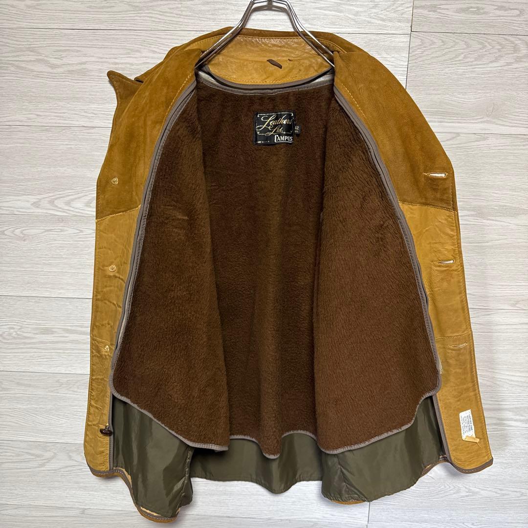 70s USA製 CAMPUS スエードジャケット ボア 本革 キャメル コート