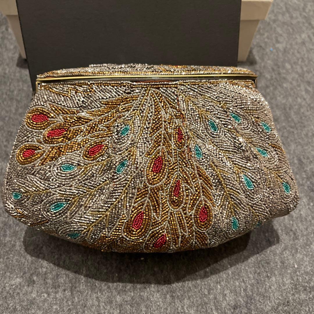 ビーズ刺繍 クラッチバッグ　はしもと