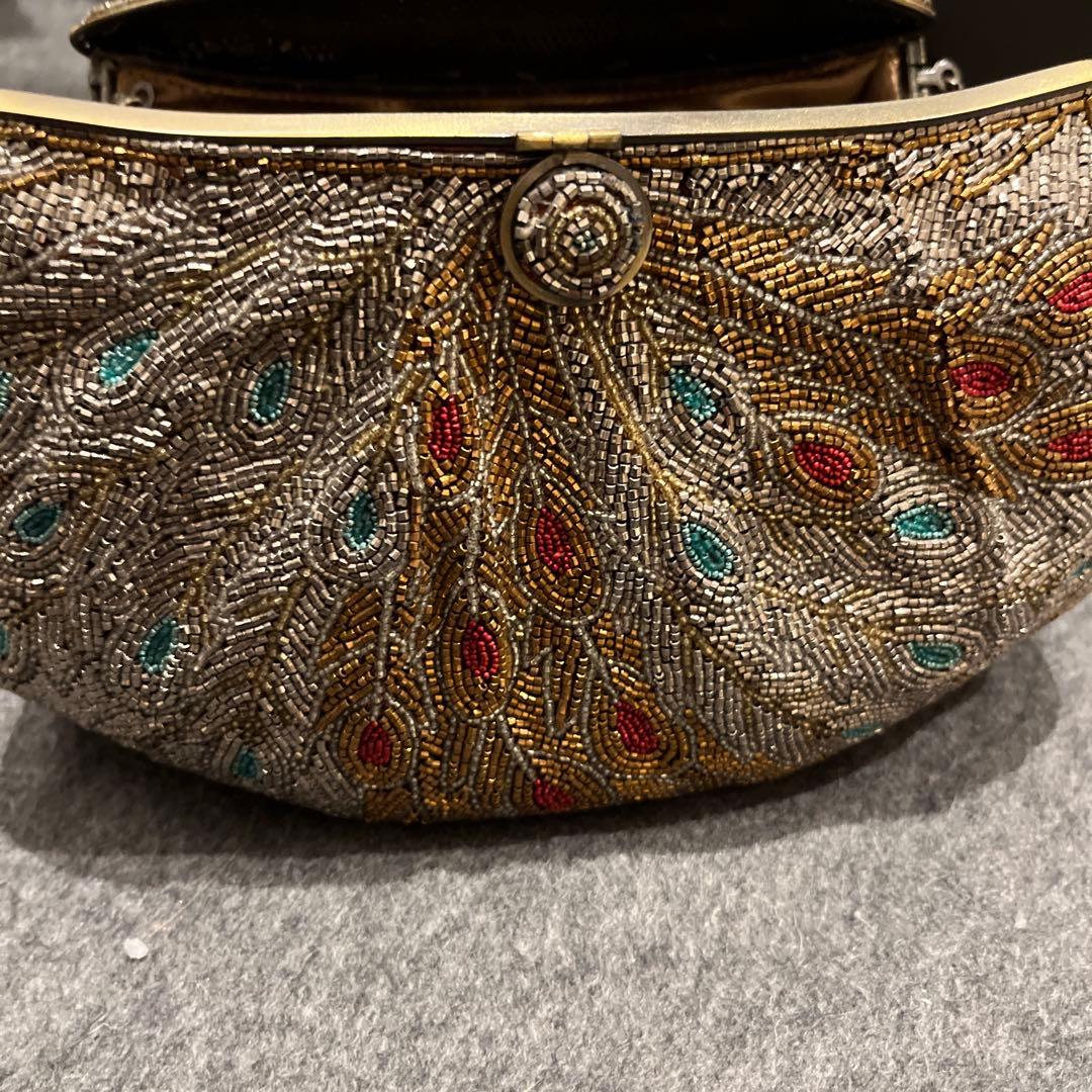 ビーズ刺繍 クラッチバッグ　はしもと