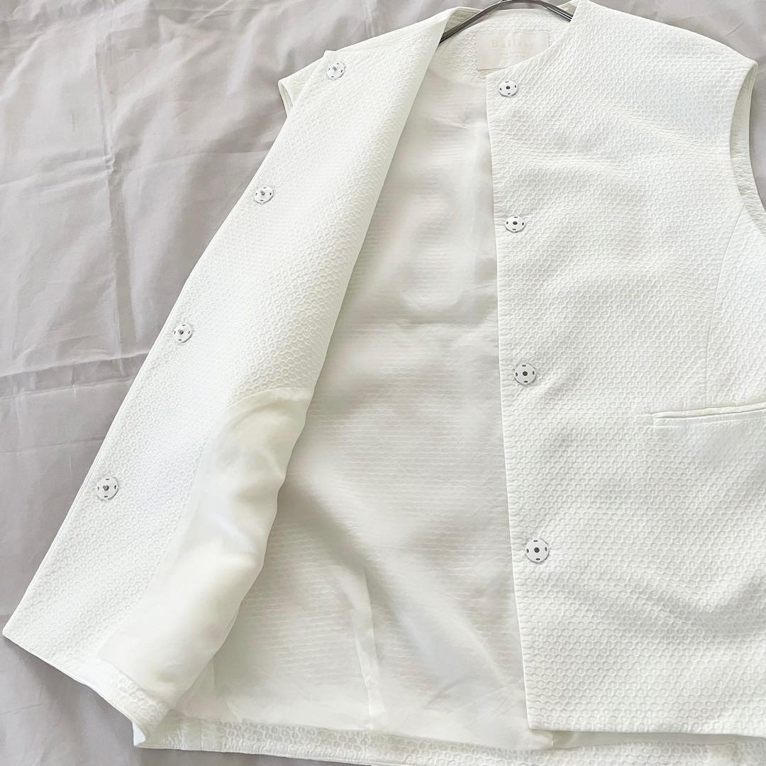 【美品】 ボールジィ ピンドット マトラッセコクーンジレ S ジャガード 白