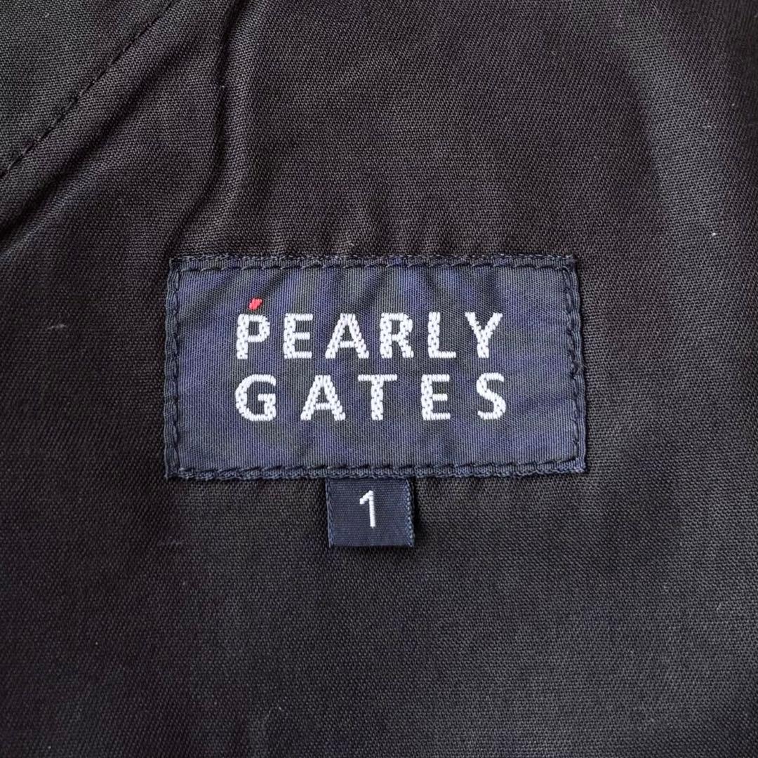PEARLY GATES ストレッチロングパンツ ワッペン プリント 黒 M