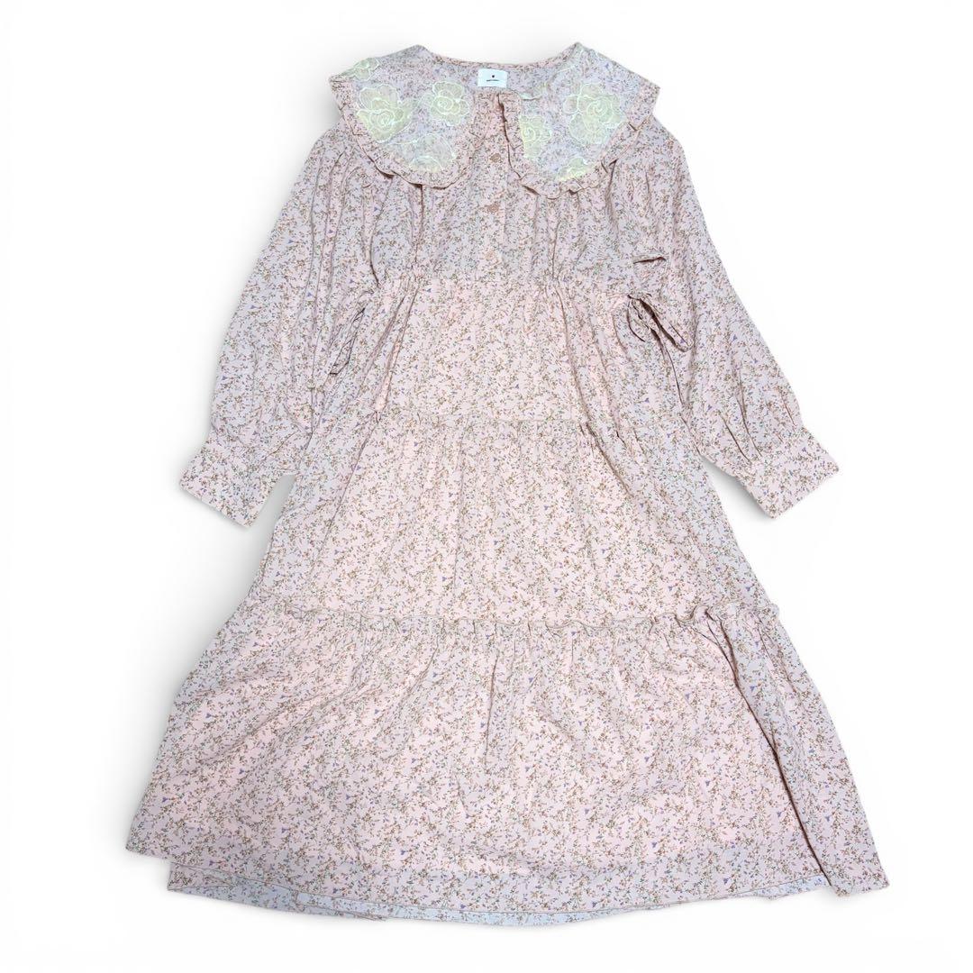 最終✨美品✨merry jenny floralレースカラーワンピース ピンク