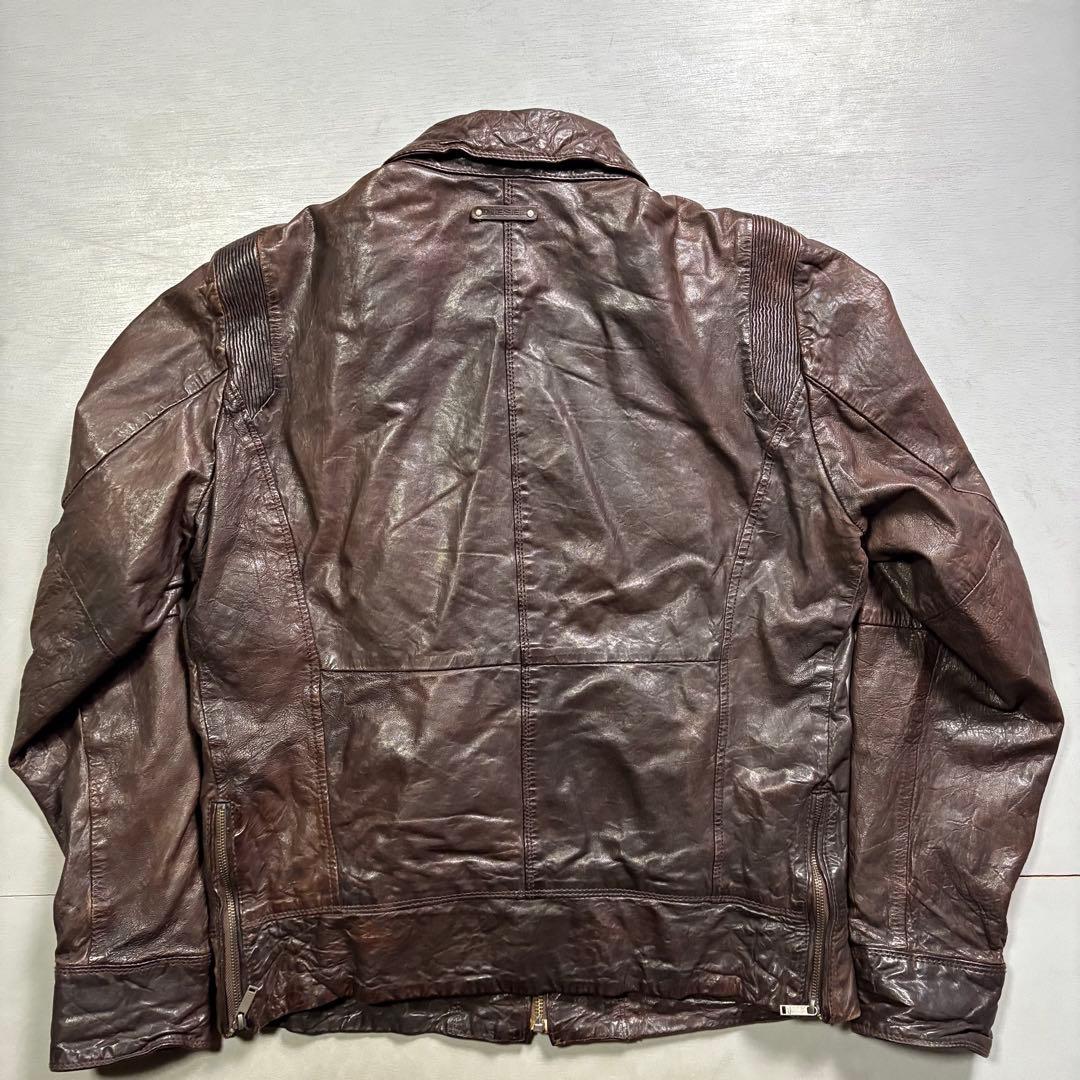 DIESEL レザージャケット　羊革　ラムレザー　オールレザー　バイカー　XL