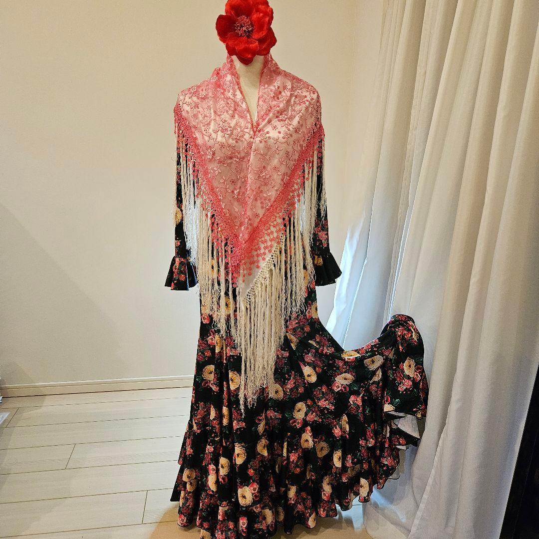 フラメンコ ドレス 花柄 ロング　Yolanda　Moda　Flamenca製