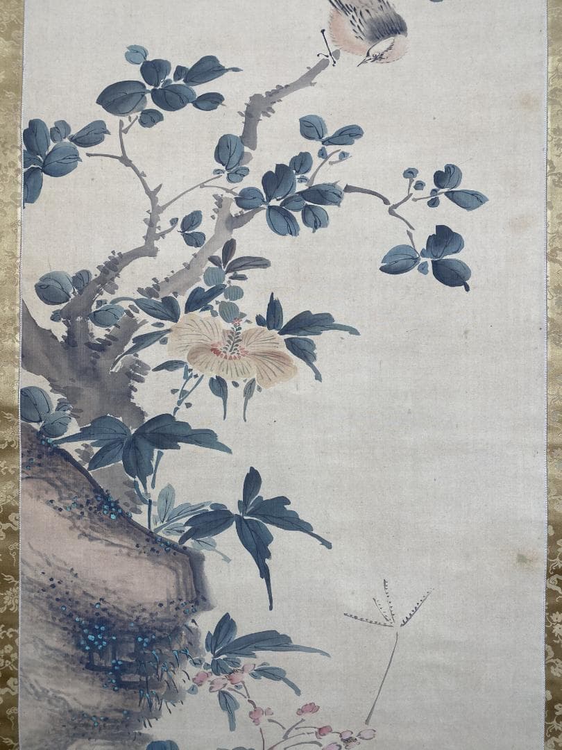 や*ん様 山本梅逸 花鳥図 二重箱 江戸 尾張南画 名古屋生 中国 掛軸2412