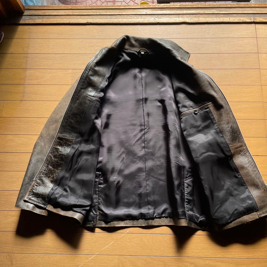 ダークブラウン レザージャケット Lサイズ