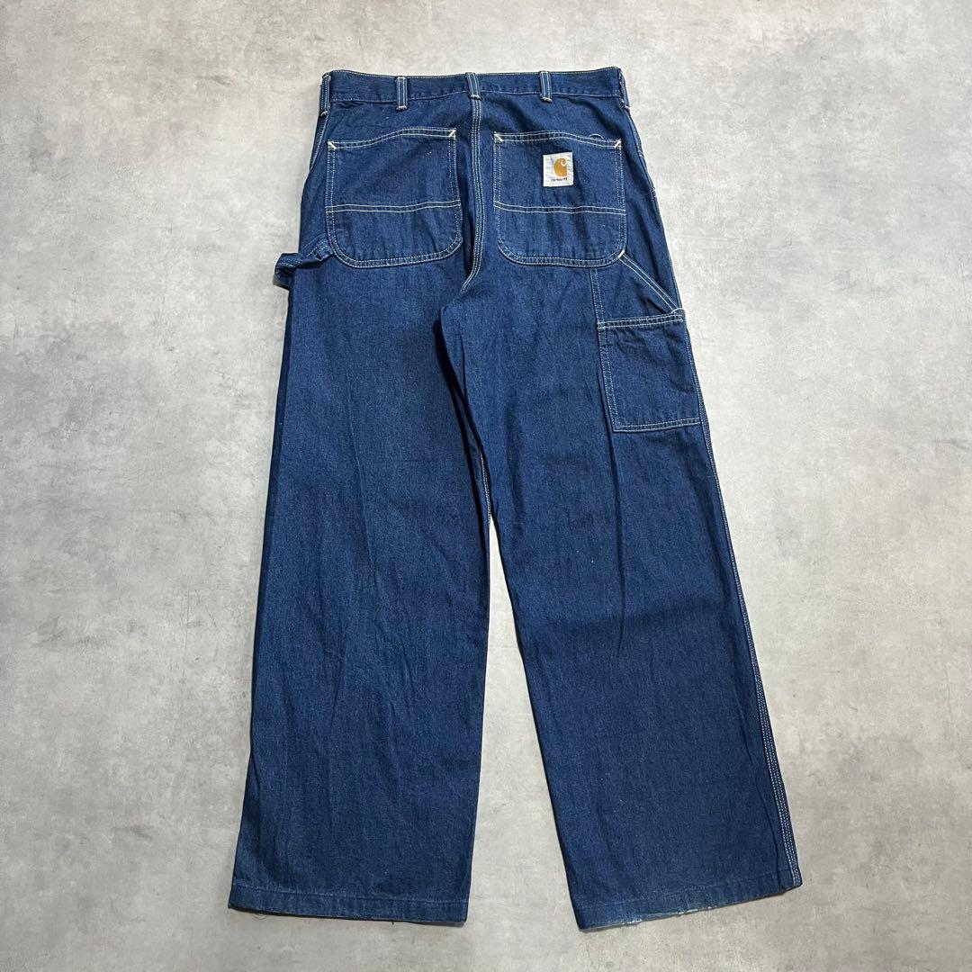 90's カーハート　星タグ　白ステッチ　ペインターパンツ　濃紺　ブルー　USA